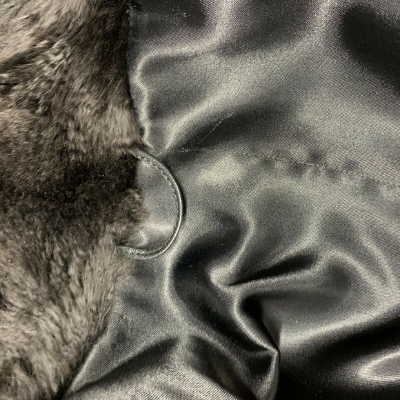 Unbranded Leather Fur Jacket Black Button Front - Picture 8 of 8